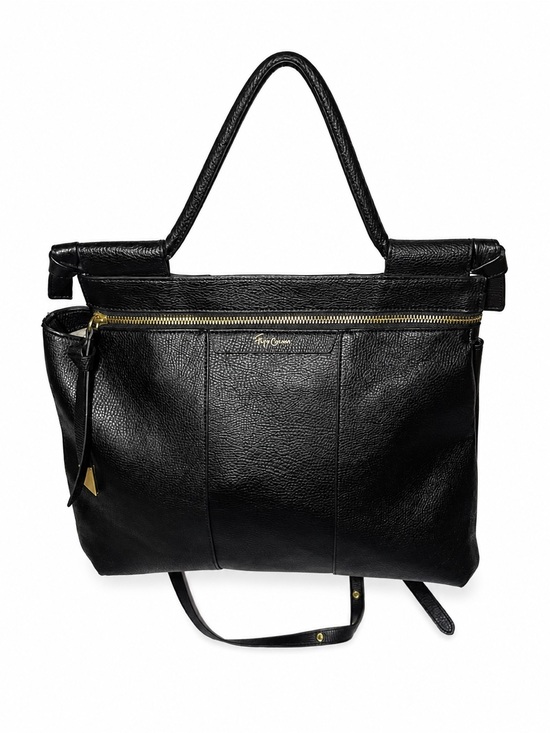 Foley + Corinna Handbags - Foley & Corinna Black Pebbled Leather Tote | Work Bag | Gold Hardware